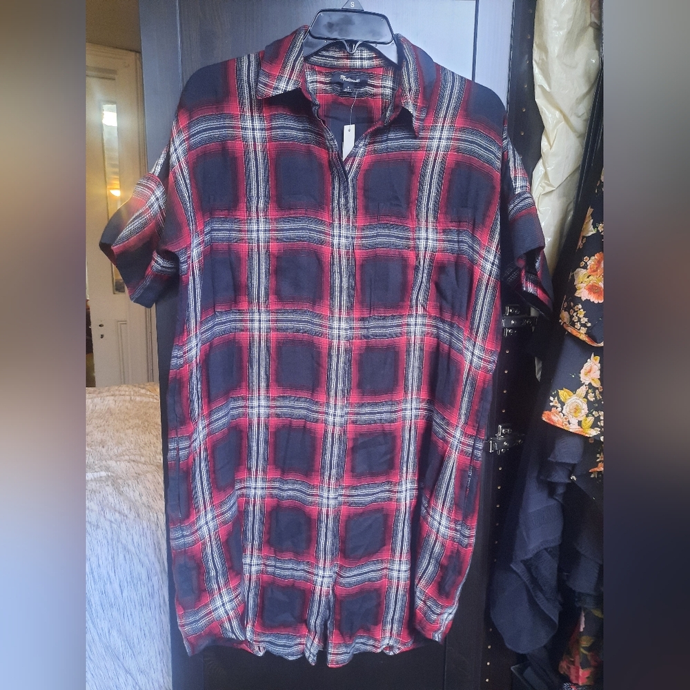 Madewell Plaid/Flannel T-Shirt Dress or Tunic (w/pockets!!)